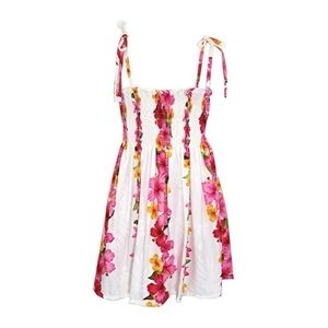 Pretty White & Pink Hawaiian Floral, Girl’s Summer Dress, 10-12, Very nice!